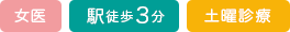 女医、土曜診療、駅徒歩３分
